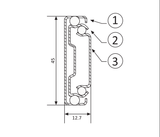 45MM Ball Bearing Slide, Push To Open, Full Extension